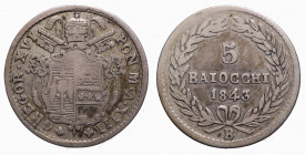BOLOGNA - Stato Pontificio. Gregorio XVI (1831-1846). 5 baiocchi 1843. qBB