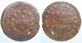 FERMO. Prima Repubblica Romana (1798-1799). 1 Baiocco 1798 1° tipo. AE (6,64 g - 31,5 mm). Gig.13 Rara. MB-BB