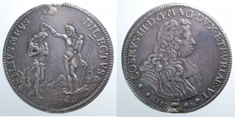 FIRENZE. Cosimo III de' Medici (1670-1723). Piastra 167? Ag (31,00 g - 44,8 mm)....