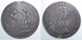 FIRENZE. Cosimo III de' Medici (1670-1723). Piastra 167? Ag (31,00 g - 44,8 mm). qBB appiccagnolo rimosso
