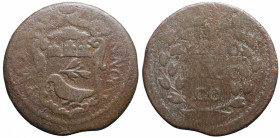 GUBBIO - Stato Pontificio. Innocenzo X (1644-1655). Mezzo baiocco AE gr. 6,25 mm 26,1. qMB
