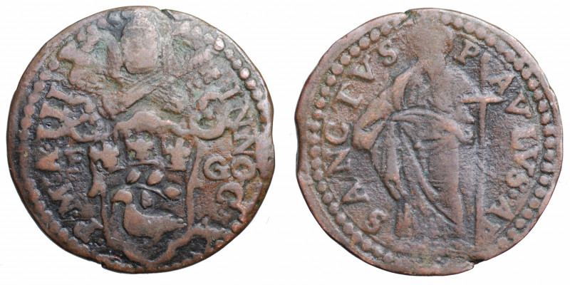 GUBBIO - Stato Pontificio. Innocenzo X (1644-1655). Quattrino AE gr. 2,50 mm 19,...