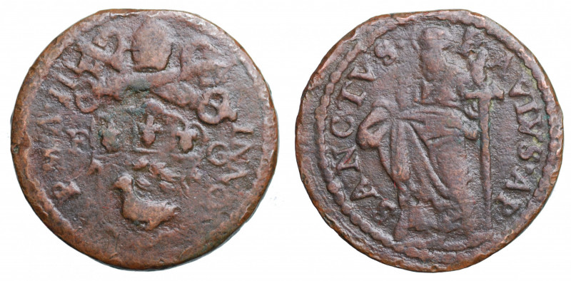 GUBBIO - Stato Pontificio. Innocenzo X (1644-1655). Quattrino AE gr. 3,02 mm 19....