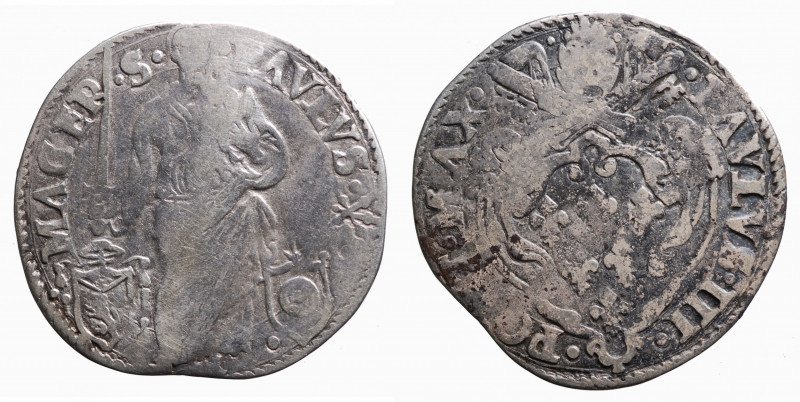 MACERATA - Stato Pontificio. Paolo III (1534-1549). Giulio con San Paolo. Ag gr....