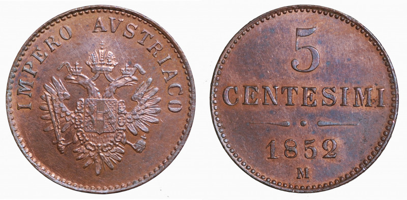 MILANO - Regno Lombardo-Veneto. Francesco Giuseppe I d'Asburgo (1848-1866). 5 ce...