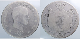 MILANO. Napoleone I Re d'Italia (1805-1814). 5 lire 1812 2°tipo. Ag gr. 24.14, mm 37. MB