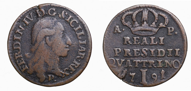 NAPOLI. Reali Presidi di Toscana. Ferdinando IV di Borbone (1759-1816). Quattrin...