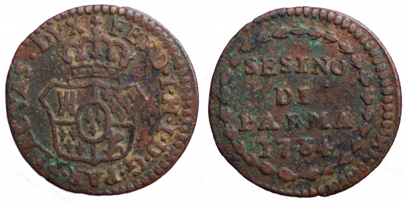 PARMA. Ferdinando I di Borbone. Sesino 1784. AE gr. 0,92 mm 16,6. qBB