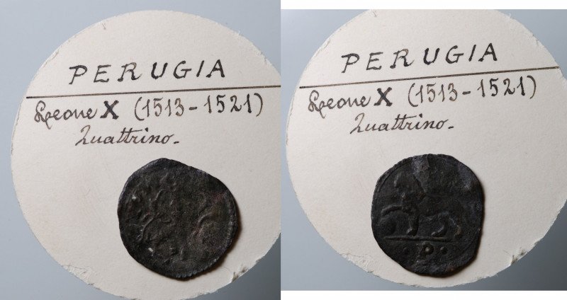 PERUGIA - Stato Pontificio. Leone X (1513-1521). Quattrino Mi gr. 0,59. MIR 709....