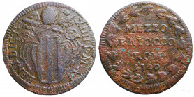ROMA - Stato Pontificio. Benedetto XIV (1740-1758). Mezzo baiocco 1740. AE gr. 5,71 mm 27,01. MB-BB