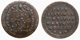 ROMA - Stato Pontificio. Pio VII (1800-1823). Quattrino 1802. mBB