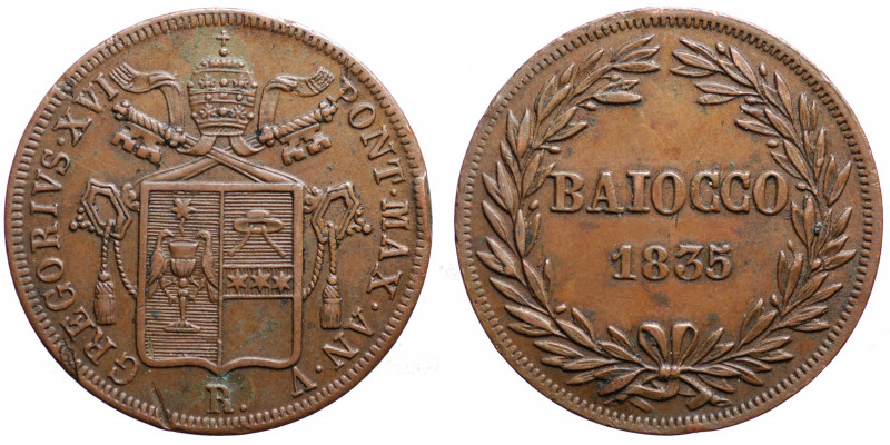 ROMA - Stato Pontificio. Gregorio XVI (1831-1846). Baiocco 1835. BB