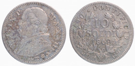 ROMA - Stato Pontificio. Pio IX (1846-1870). 10 soldi 1869 anno XXIII. Ag. qFDC