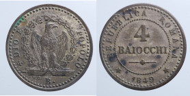 ROMA - Seconda Repubblica Romana. 4 Baiocchi 1849. Mi (2,04 g). BB