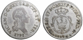 SAVOIA. Vittorio Amedeo III. 7,6 soldi 1793 Mi gr. 4,50 mm 26,3. BB
