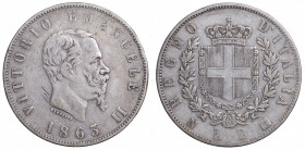 REGNO D'ITALIA. Vittorio Emanuele II. 2 lire 1863 N. AG gr. 9.95. qBB