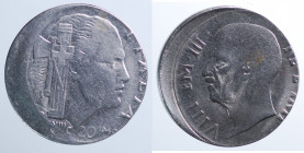REGNO D'ITALIA. Vittorio Emanuele III. 20 centesimi 1940. Errore di conio. BB