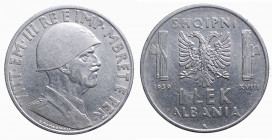 REGNO D'ITALIA. Vittorio Emanuele III. Albania. 1 lek 1939 XVIII. Magnetica. SPL