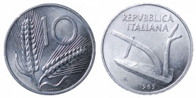 REPUBBLICA ITALIANA. 10 lire 1965. Gig. 240 NC. mSPL