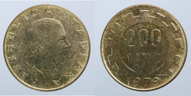 REPUBBLICA ITALIANA. 200 lire 1979 var. Testa Pelata. FDC