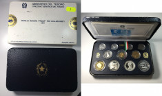 REPUBBLICA ITALIANA. Serie di monete 1991 Proof 11 valori di cui 2 in argento. Scatola e cofanetto non integri, monete in perfette condizioni.