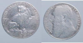 BELGIO. Leopoldo II. 50 centimes 1901 (DER BELGEN). Ag (2,47 g - 18 mm). MB