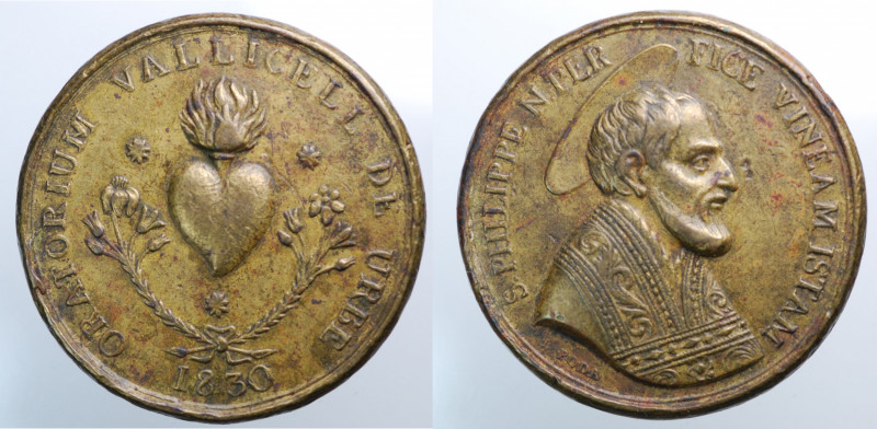 San Filippo Neri. Medaglia religiosa 1830 firmata PODA. 24.9 g - 37.5 mm. BB