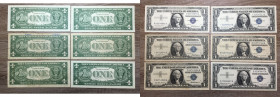 STATI UNITI. 1 Dollar serie 1957. Lotto di 6 banconote con varietà di serie o firme. MB-SPL