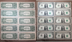 STATI UNITI. 1 Dollar (1969-1993). Lotto di 10 banconote con varietà di serie o firme. BB-FDS