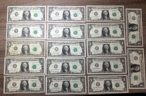 STATI UNITI. 1 Dollar (1995-2017). Lotto di 17 banconote con varietà di serie o firme. BB-FDS