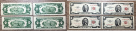 STATI UNITI. 2 Dollars serie 1953. Lotto di 4 banconote con varietà di serie o firme. BB