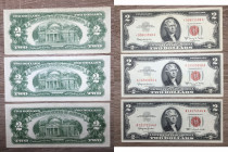 STATI UNITI. 2 Dollars serie 1963. Lotto di 3 banconote con varietà di serie o firme. SPL-FDS
