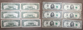 STATI UNITI. 5 Dollars (1977-1993). Lotto di 6 banconote con varietà di serie o firme. BB-SPL