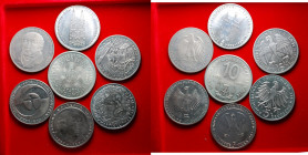 ESTERE - Germania. Lotto di 6 monete commemorative da 5 Marchi + una da 10 marchi DDR. Copper-Nickel. SPL-FDC