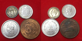 ESTERE - lotto di 4 monete sudamericane (Argentina, Colombia, Messico) di cui una in argento. BB-FDC