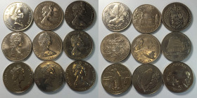 ESTERE - Nuova Zelanda. Lotto di 9 monete commemorative diverse. Cu-Ni. qFDC-FDC