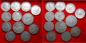 Regno d'Italia. Lotto di 12 monete in argento. MB-SPL
