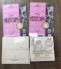 REPUBBLICA ITALIANA. EURO. Lotto 3 monete commemorative (10 euro Genova 2004 FDC; 5 Euro 2019 Fausto Coppi x2) + SCATOLA VUOTA 5 Euro 2011