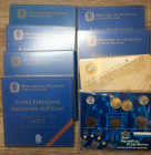 REPUBBLICA ITALIANA. Lotto composto da 6 serie di zecca Euro 2002 FDC; serie di zecca 2003 FDC con cartoncino aperto ma monete tutte presenti; souveni...