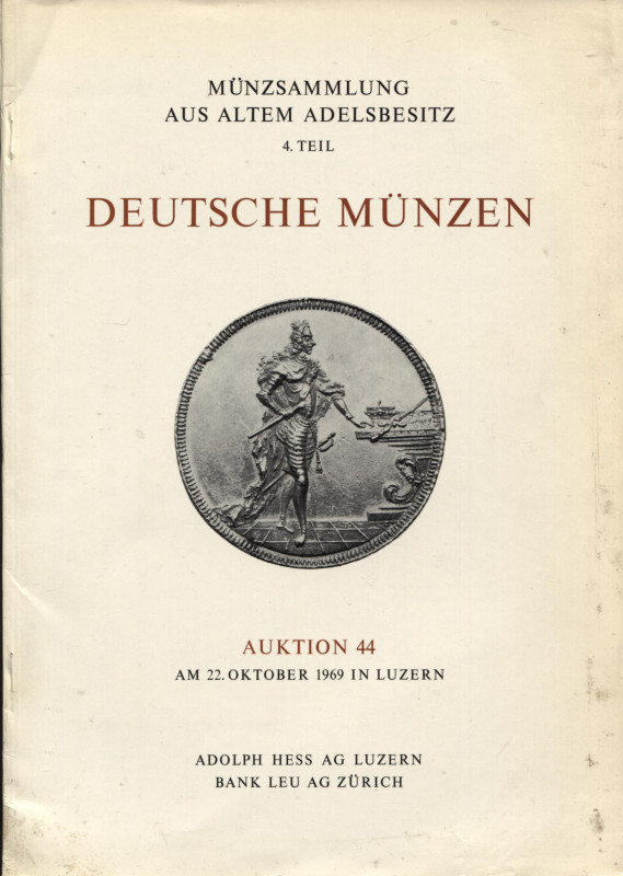 HESS A. – LEU BANK. Auktion 44. Luzern, 22 – Oktober, 1969. Munzsammlung aus Alt...