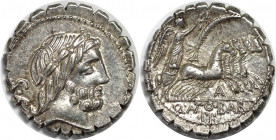 Römische Münzen, MÜNZEN DER RÖMISCHEN REPUBLIK - Q. Antonius Balbus - AR Denar 83-82 v. Chr. (4,40 g). Vs.: Kopf des Jupiter. Rs.: Victoria in Quadrig...