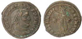 Römische Münzen, MÜNZEN DER RÖMISCHEN KAISERZEIT. Licinius I. (308-324 n. Chr). Follis (Ticinum) (2.81 g. 19.5 mm). Vs.: IMP LICINIVS PF AVG, Büste mi...