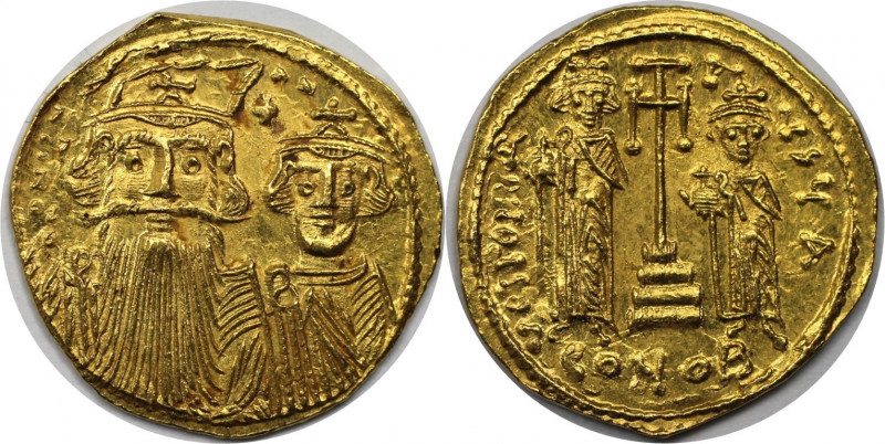 Byzantinische Münzen. Constans II., (641-668 n.Chr) - mit Constantinus IV., Hera...