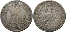 RDR – Habsburg – Österreich, RÖMISCH-DEUTSCHES REICH, HALL. Ferdinand I. 1/2 Taler ND (1522-64), Silber. Markl-1623. Sehr schön+, Herriche Patina...