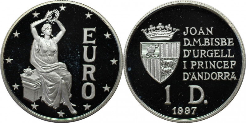 Europäische Münzen und Medaillen, Andorra. Europa mit Lorbeerkranz. 1 Diner 1997...