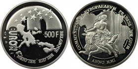 Europäische Münzen und Medaillen, Belgien / Belgium. Belgische Präsidentschaft im Europäischen Rat. 500 Francs 2001. 22,85 g. 0.925 Silber. 0.68 OZ. K...