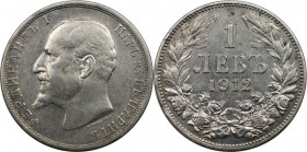 Europäische Münzen und Medaillen, Bulgarien / Bulgaria. Ferdinand I. 1 Lev 1912. Silber. KM 31. Vorzüglich-stempelglanz