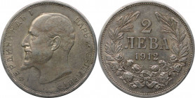 Europäische Münzen und Medaillen, Bulgarien / Bulgaria. Ferdinand I. 2 Leva 1912. Silber. KM 32. Fast Vorzüglich