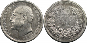 Europäische Münzen und Medaillen, Bulgarien / Bulgaria. Ferdinand I. 50 Stotinki 1912. Silber. KM 30. Vorzüglich