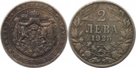 Europäische Münzen und Medaillen, Bulgarien / Bulgaria. Boris III. 2 Leva 1925. Kupfer-Nickel. KM 38. Vorzüglich